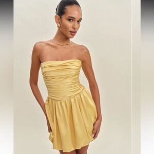 Reformation Clea Satin Dress Yellow - Size 6